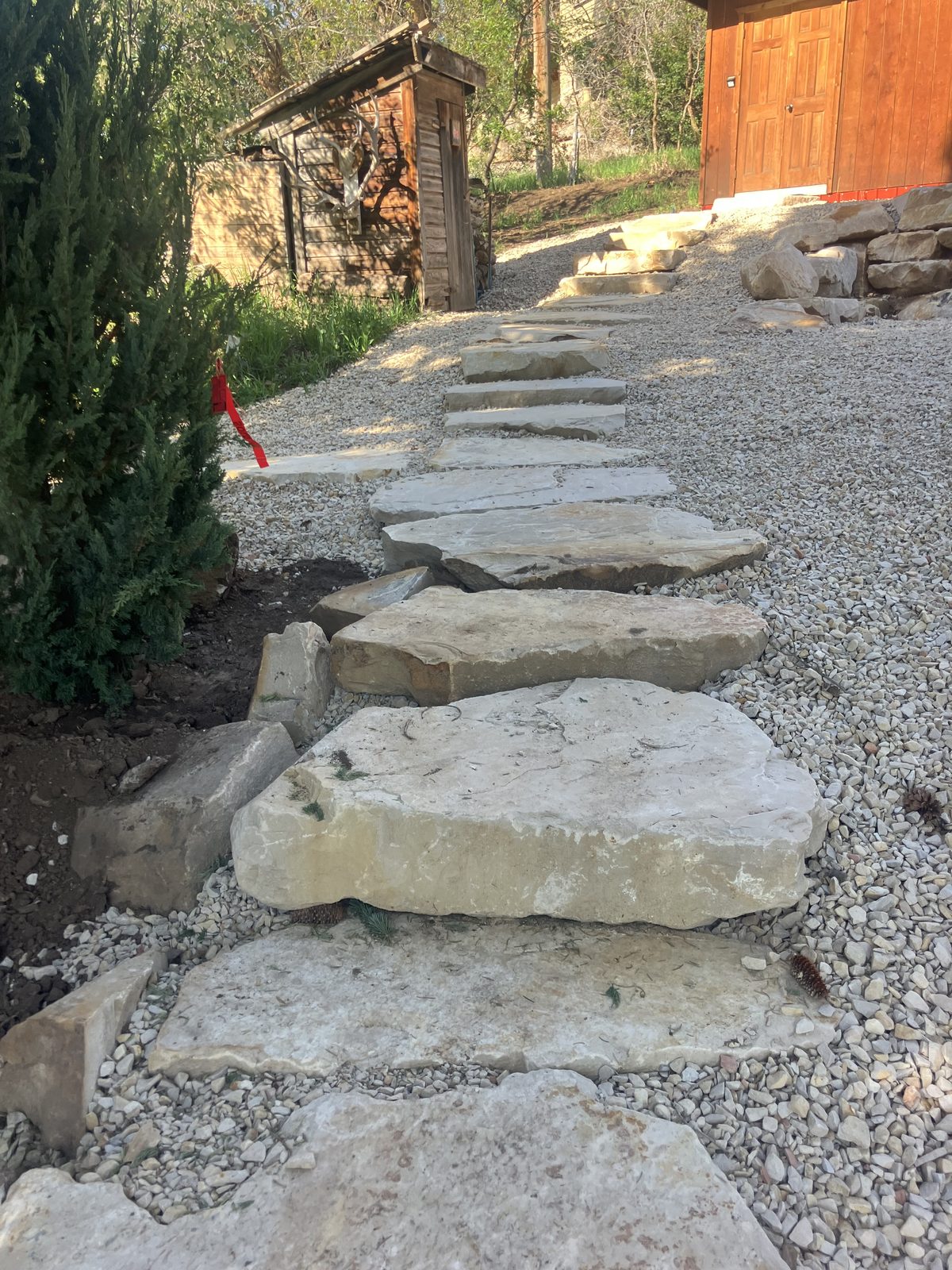 Stone pathway installation